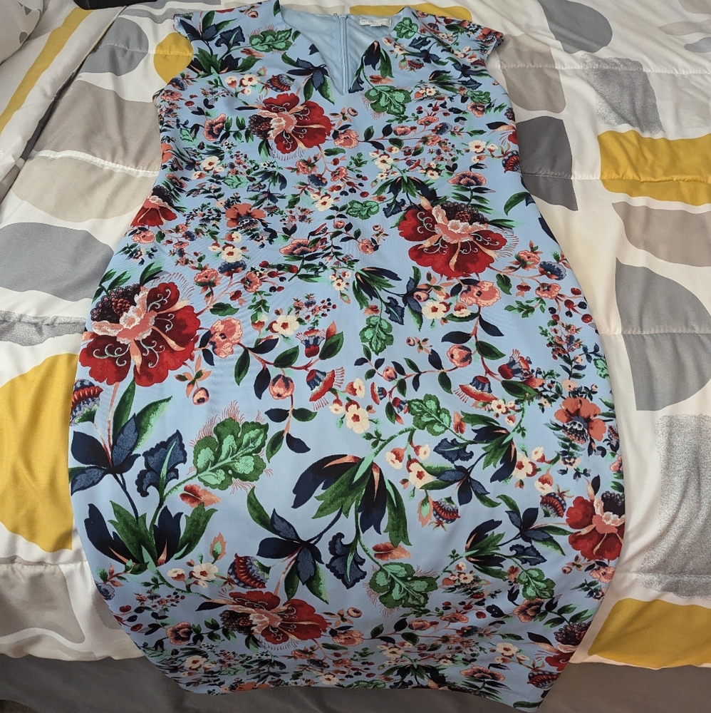 Blue Flower Print Dress